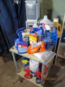Rolling Stand Full of Laundry and C...
