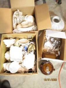 Box of China, Milk Glass, Vintage G...