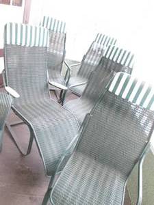 5pc set of green painted Wicker and...