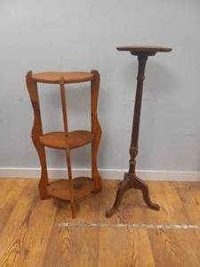 2 VINTAGE WOOD PLANT HOLDERS