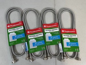 lot 26 image: 4 New 6 ft Stainless Steel Washing Machine Hoses