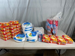lot 114 image: Large Lot of New Foam Plates, Plastic Cutlery, and More