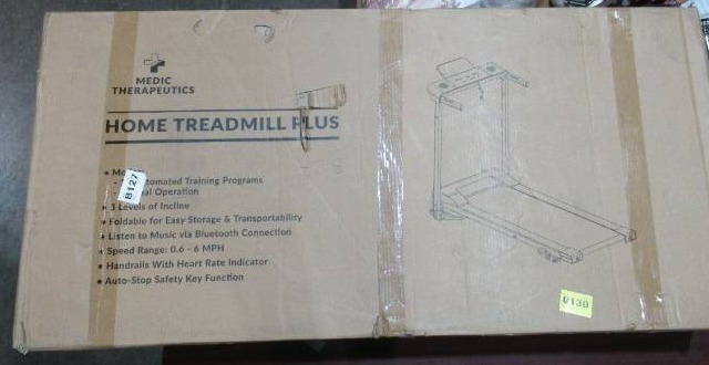 lot 9 image: Medic Therapeutics Portable Slimline Treadmill Plus w Bluetooth Audio, Silver