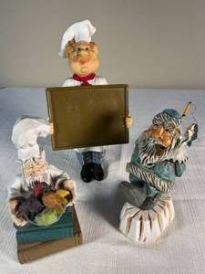 David Frykman Collection carved Santas & a chef