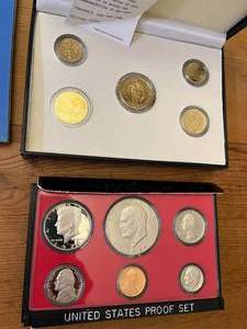 collection of coins proof sets, Lincoln head pennies, and more