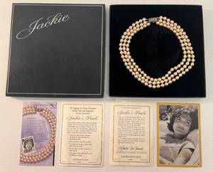 lot 8 image: Jackie Kennedy Franklin Mint Triple Strand Faux Pearls
