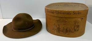 lot 9 image: Early 1900s Sigmond Eisner Co. Boy Scout Master Campaign Hat (Missing Pin) Has Original Dunlap New York Box