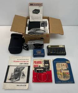 lot 56 image: Group Of Misc. Vintage Electronics Including TOA Car Amplifier, Hewlett Packard 12C Calculator And More