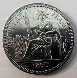 lot 69 image: 1890-A French Indo-China French Colonial Piastre In Protective Holder