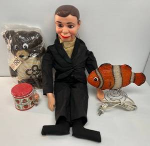lot 115 image: Group Of Vintage Toys Including Ventriloquist Doll