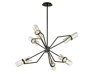 Troy Lighting Raef 6 Light 36 Wide Chandelier with Clear Glass Cylinder Shades 2 Broken Rods