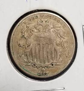 2 US SHIELD NICKELS 1867 1868