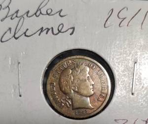 5 BARBER DIMES 1911 1911-D 1912 1914 1914-D