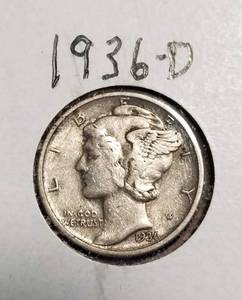 4 MERCURY DIMES 1936-D 1937 1937-D 1937-S