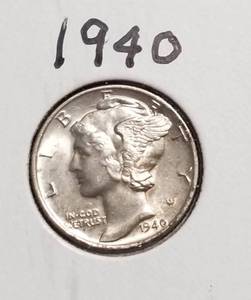5 MERCURY DIMES 1940 1940-D 1940-D 1941 1941-D