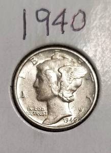 6 MERCURY DIMES 1940 1941 1942-D 1943 1943-D 1943-S