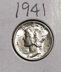 6 MERCURY DIMES 1941 1941-D 1942 1942-D 1943 1943-D