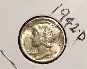 4 MERCURY DIMES 1942-D 1943 1945 1945-D