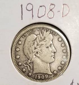 2 BARBER QUARTERS 1908-D 1915