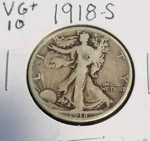 5 WALKING LIBERTY HALF DOLLARS 1918-S 1923-S 1927-S 1928-S 1929-S
