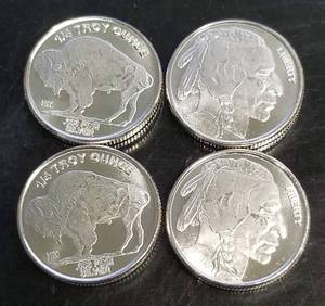 1 TROY OZ .999 FINE SILVER 4 X � OZ INDIAN BUFFALO ROUNDS