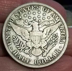 1912-S BARBER HALF DOLLAR FINE DETAILS