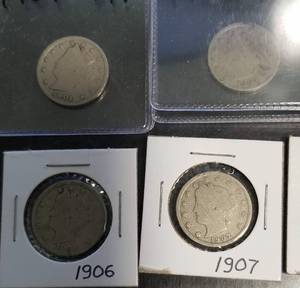 10 US LIBERTY NICKELS DATE RUN 1901-1910