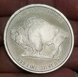 1 TROY OZ .999 FINE SILVER INDIAN BUFFALO ROUND