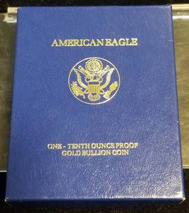1989 PROOF $5 GOLD AMERICAN EAGLE IN ORIGINAL PACKAGING 110th TROY OZ