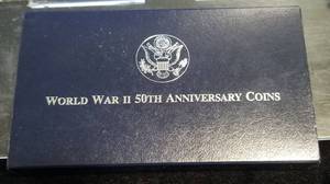 US WWII 50th ANNIVERSARY 2 COIN COMMEMORATIVE PROOF SET IN ORIGINAL PACKAGING
