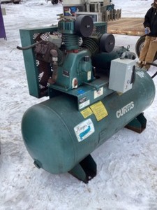 lot 27 image: Curtis 10 hp 3 phase air compressor 120 gallon tank