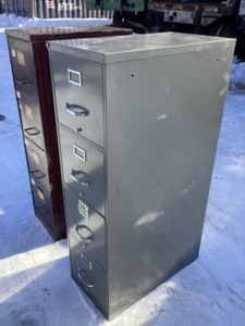 lot 83 image: Cabinets x 2 - brown and grey