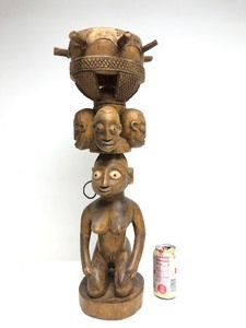 Large Carved Figural Yoruba Ceremonial Drum&nbsp
