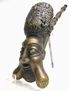 MASSIVE Antique Bamileke Bronze Smoking Pipe