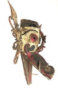 Large Carved Animated Dayak Hudok Ceremonial Mask