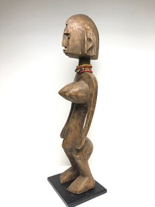 Large Early Carved Bagirmi Standing Female figure - Chad