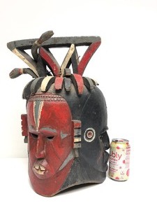 Impressive Large Ekoi 3-Faced Helmet Mask - Cross River Area, Nigeria