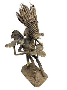 Small Old Bronze Masked Figural Sculpture