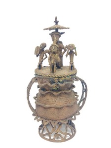 Antique Ashanti Bronze Kuduo wLid