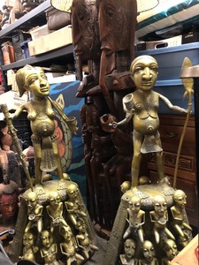Awesome Old Large Tikar Bronze Female Guardian Figure