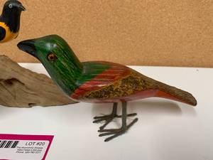 lot 20 image: 3 Hand Carved Wood Birds
