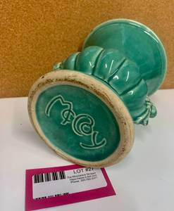 lot 27 image: 1940s McCoy Teal Pottery Vase