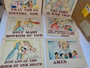 lot 38 image: Orignal 1950 Watercolor Hail Mary