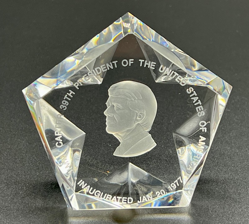 Collectible Jimmy Carter Inaugural Cut Crystal Paperweight | Coins