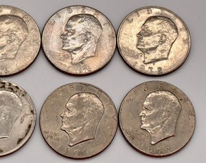 lot 75 image: (8) Eisenhower One Dollar Circulated Coins