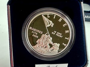 lot 81 image: 2005 United States 230th Anniversary Marine Corp Silver Dollar Proof Coin