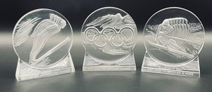 lot 42 image: Trio of Limited Edition Lalique 1992 Olympic Figurines with Boxes