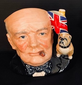 lot 68 image: Two Royal Doulton Winston Churchill Character Jugs - Royal Doulton Winston Churchill Special Edition Toby Mug