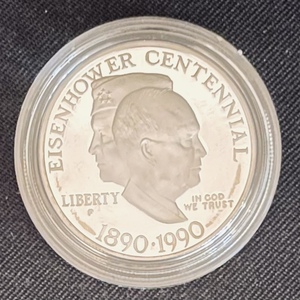 lot 74 image: United States Mint 1990 Eisenhower Centennial Silver Dollar Proof Coin