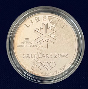 lot 115 image: United States Mint 2002 Olympic Winter Games Commemorative Proof Coin with Box and Certificate